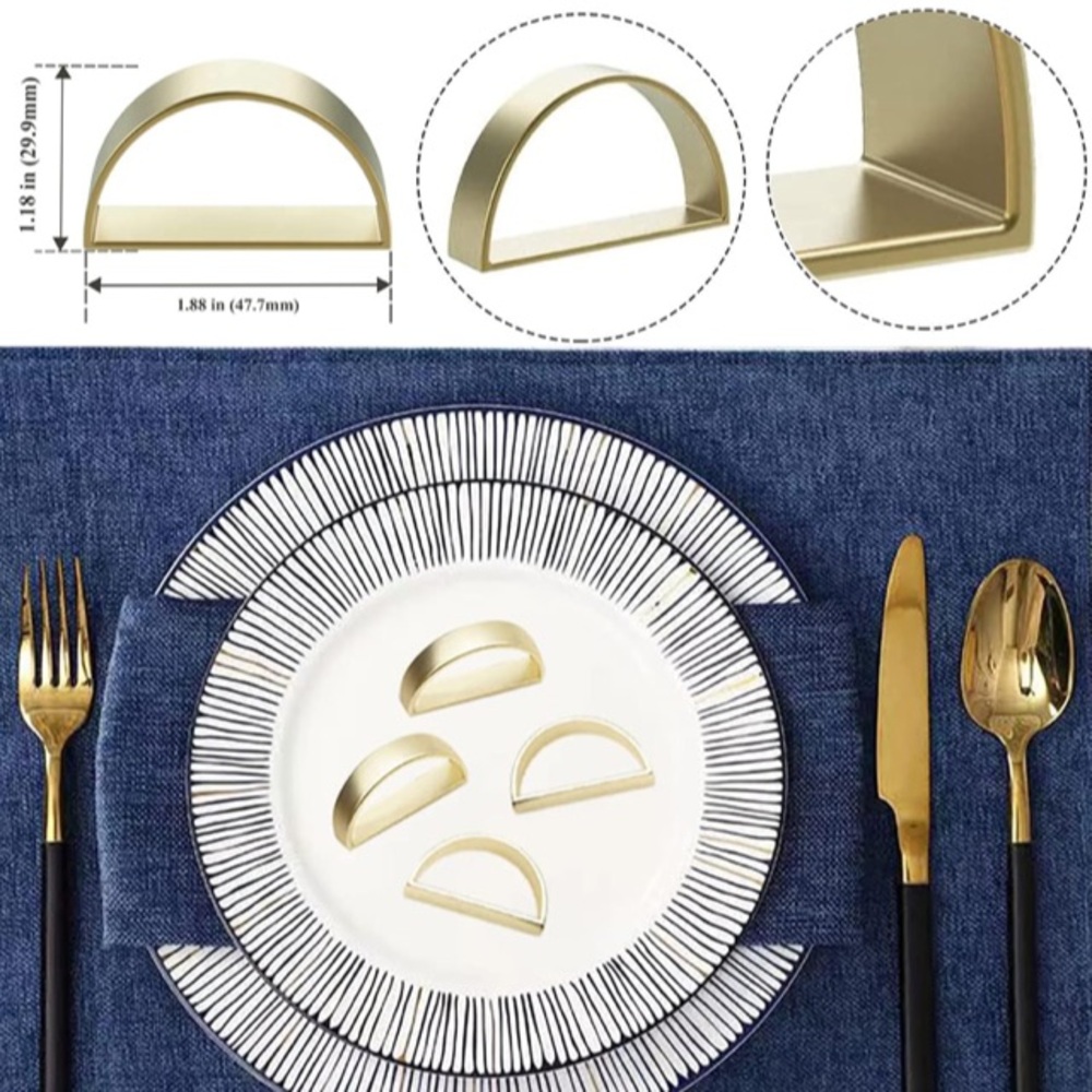 Gold Napkin Rings Set of 10 NEW - Picture 3 of 4